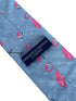 childrens light blue cotton tie with pink flamingo design